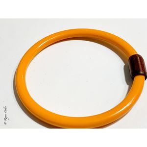 Vintage Egg Yolk Bakelite and Wood Bangle Bracelet